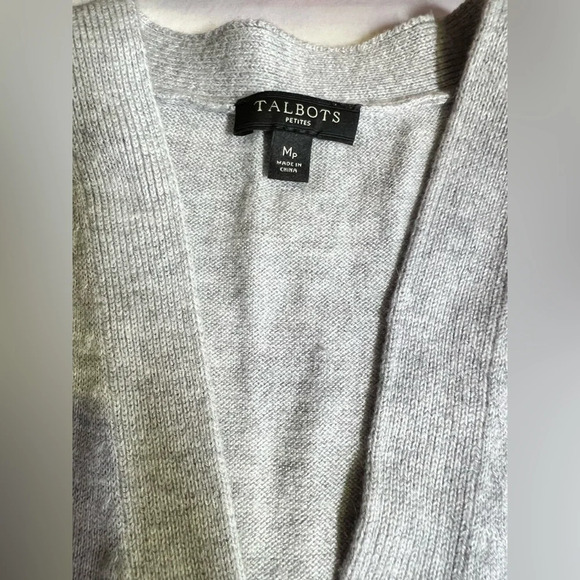 TALBOTS Gray Cashmere blend cardigan size MP. - Picture 10 of 13